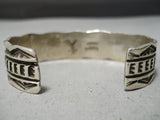 Hand Tooled Vintage Native American Navajo Detailed Sterling Silver Bracelet Old-Nativo Arts
