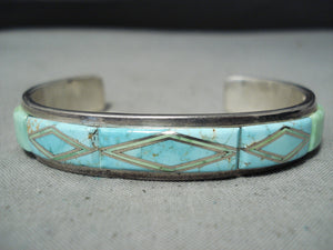 Native American Incredible Vintage Santo Domingo Aguilar Turquoise Sterling Silver Bracelet-Nativo Arts