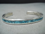 Attractive Zuni Turquoise Sterling Silver Bracelet Native American-Nativo Arts