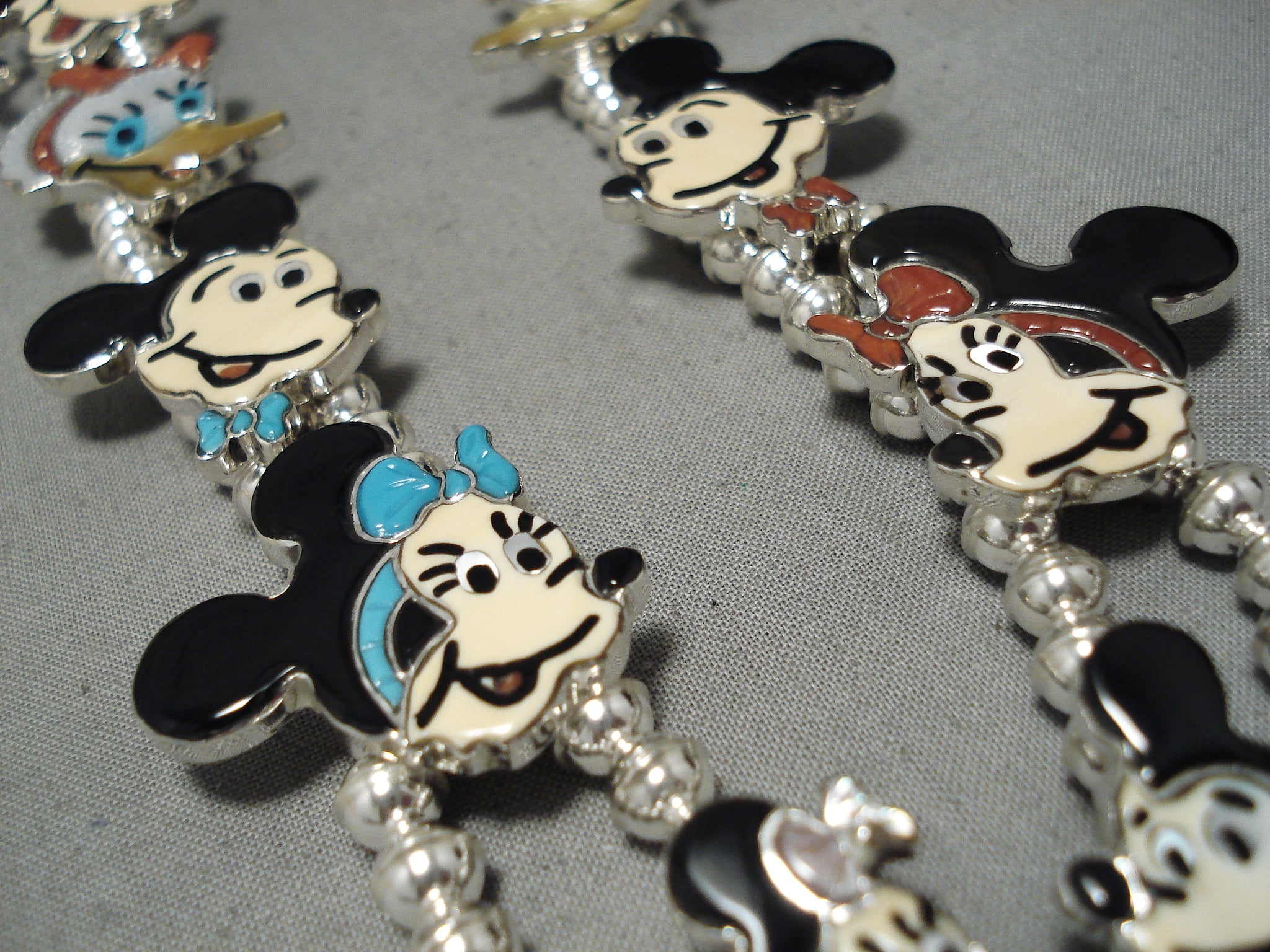 Intricate!! Zuni Native American Inlay Disney Sterling Silver