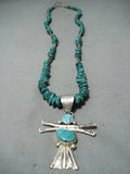 Marvelous Vintage Native American Navajo Royston Old Kingman Turquoise Sterling Silver Necklace-Nativo Arts