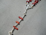 Extraordinary Navajo Coral Sterling Silver Rosary Necklace Native American-Nativo Arts