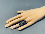 Beautiful Native American Navajo Black Onyx Sterling Silver Ring-Nativo Arts