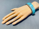 Beautiful Native American Navajo Turquoise Inlay Sterling Silver Large Bracelet-Nativo Arts