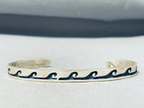 John Honie Vintage Native American Hopi Sterling Silver Wave Bracelet-Nativo Arts