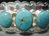 Signed San Felipe Native American Turquoise Sterling Silver Bracelet-Nativo Arts