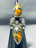 Mesmerizing San Felipe Signed Honey Bee Jasper Sterling Silver Huge Ring-Nativo Arts