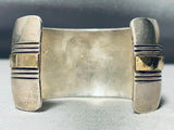 Henrietta Yesele Vintage Native American Navajo Wide Sterling Silver Gold Bracelet-Nativo Arts