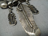 Stunning Glen Sandoval Vintage Native American Navajo Feather Sterling Silver Necklace-Nativo Arts