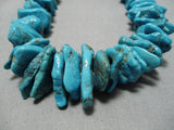 Chunky Heavy Vintage Native American Navajo Turquoise Nugget Sterling Silver Necklace Old-Nativo Arts