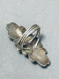 One Of The Most Unique Vintage Native American Navajo Turquoise Inlay Sterling Silver Ring Old-Nativo Arts