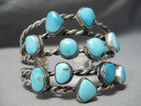 One Of The Best Vintage Native American Navajo Coiled Turquoise Sterling Silver Bracelet Old-Nativo Arts