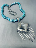 One Of The Most Unique Yazzie Native American Navajo Turquoise Sterling Silver Necklace-Nativo Arts