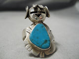 Detailed!! Vintage Native American Navajo Kachina Master Sterling Silver Turquoise Ring-Nativo Arts