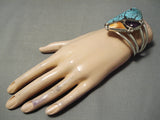 Native American Important Vintage Adam Fierro Spiderweb Turquoise Sterling Silver Bracelet-Nativo Arts