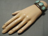 Important Early 1900's Vintage Native American Navajo Turquoise Sterling Silver Bracelet Old-Nativo Arts