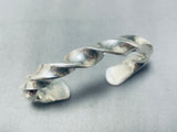 Heavy Hand Twisted Native American Navajo Wired Sterling Silver Bracelet Cuff-Nativo Arts