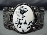 Native American Important Vintage Albert Jake White Buffalo Turquoise Sterling Silver Bracelet-Nativo Arts