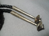 Superior Vintage Native American Navajo Big Turquoise Sterling Silver Nativw American Bolo Tie-Nativo Arts