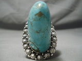 Mind Blowing Colossal Protruding Native American Navajo #8 Turquoise Sterling Silver Ring-Nativo Arts