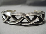 Important Native American Navajo Sterling Silver Aaron Anderson Sterling Silver Woven Bracelet-Nativo Arts