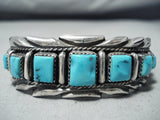 Stunning Vintage Navajo Turquoise Sterling Silver Bracelet Native American Old-Nativo Arts