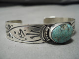 Fabulous Vintage Native American Navajo Pilot Mountain Turquoise Sterling Silver Bracelet-Nativo Arts