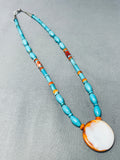 Marvelous Native American Navajo Blue Gem Turquoise & Spiny Oyster Sterling Silver Necklace-Nativo Arts