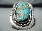 Native American One Of The Biggest Ever Vintage Zuni Important Turquoise Sterling Silver Ring-Nativo Arts