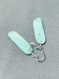 Native American Dazzling Santo Domingo Royston Turquoise Sterling Silver Earrings-Nativo Arts