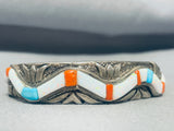 Snake Of Inlay Vintage Native American Navajo Turquoise Opal Sterling Silver Inlay Bracelet-Nativo Arts