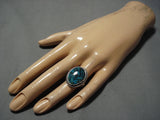Native American Important Jeanette Dale Sterling Silver Oval Turquoise Ring-Nativo Arts