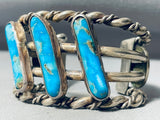 Heavy Coiled Coin Vintage Native American Navajo Turquoise Sterling Silver Bracelet Old-Nativo Arts