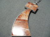 Fascinating Navajo Orange Spiny Oyster Sterling Silver Necklace Native American-Nativo Arts