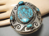 Important Vintage Native American Navajo Last Chance Turquoise Sterling Silver Bracelet Old-Nativo Arts