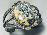 Best Vintage Native American Navajo Leopard Agate Sterling Silver Bracelet Old-Nativo Arts