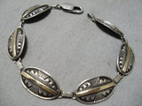 Detailed!! Vintage Native American Navajo 14k Gold Sterling Silver Link Bracelet Old-Nativo Arts