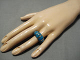 Amazing Vintage Zuni Native American Navajo Turquoise Sterling Silver Ring Old-Nativo Arts