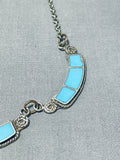 Gorgeous Vintage Native American Navajo Blue Gem Turquoise Sterling Silver Choker Necklace-Nativo Arts