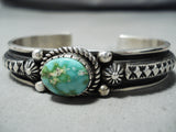 Important Native American Navajo Albert Jake Carico Lake Turquoise Sterling Silver Bracelet-Nativo Arts