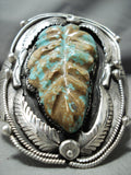 Huge Hand Carved Vintage Native American Navajo Royston Turquoise Sterling Silver Bracelet-Nativo Arts