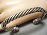Marvelous Vintage Native American Navajo Thicker Sterling Silver Coil Bracelet Old-Nativo Arts