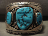 172 Gram Heravy Huge Vintage Navajo Turquoise Native American Jewelry Silver Bracelet Old-Nativo Arts