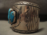 172 Gram Heravy Huge Vintage Navajo Turquoise Native American Jewelry Silver Bracelet Old-Nativo Arts
