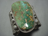 172 Grams Huge Vintage Natural Green Turquoise Sterling Silver Native American Jewelry Navajo Bracelet-Nativo Arts