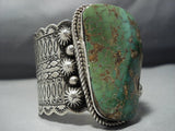 172 Grams Huge Vintage Natural Green Turquoise Sterling Silver Native American Jewelry Navajo Bracelet-Nativo Arts