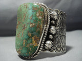 172 Grams Huge Vintage Natural Green Turquoise Sterling Silver Native American Jewelry Navajo Bracelet-Nativo Arts