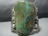 172 Grams Huge Vintage Natural Green Turquoise Sterling Silver Native American Jewelry Navajo Bracelet-Nativo Arts