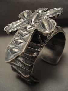 172 Grams Omg Huge Navajo Native American Jewelry Silver Dragonfly Bracelet-Nativo Arts