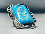 Astonishing Vintage Native American Navajo Pilot Mountain Turquoise Sterling Silver Ring-Nativo Arts